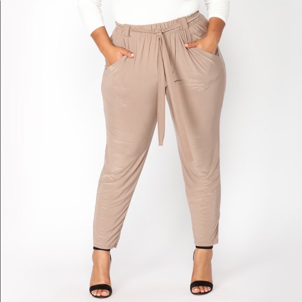 Mocha Loose Fit Tie-On Pants